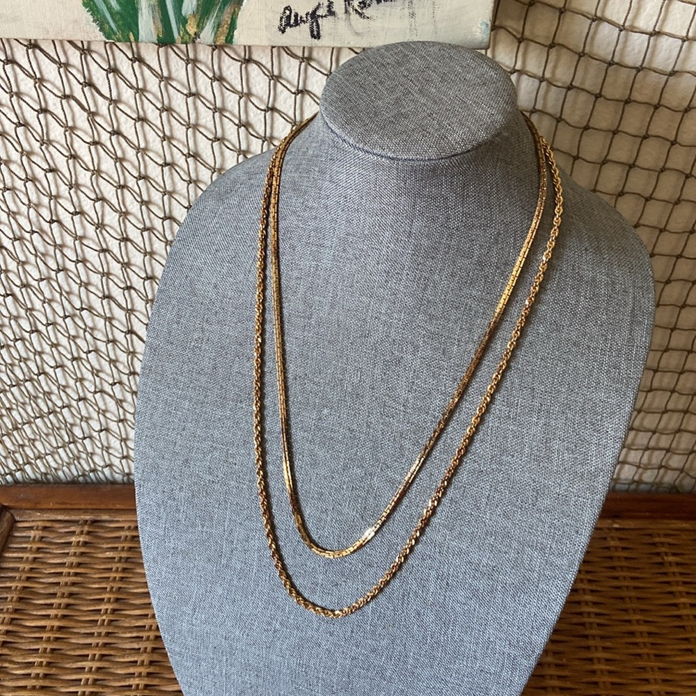 Vintage Gold Double Chain Necklace